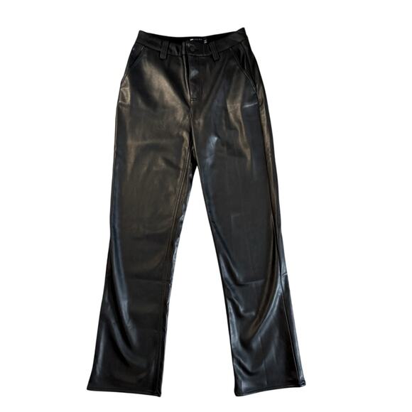 asos DESIGN Vegan Black Leather Womens Pants Sz 2 Moto Biker - Picture 1 of 4